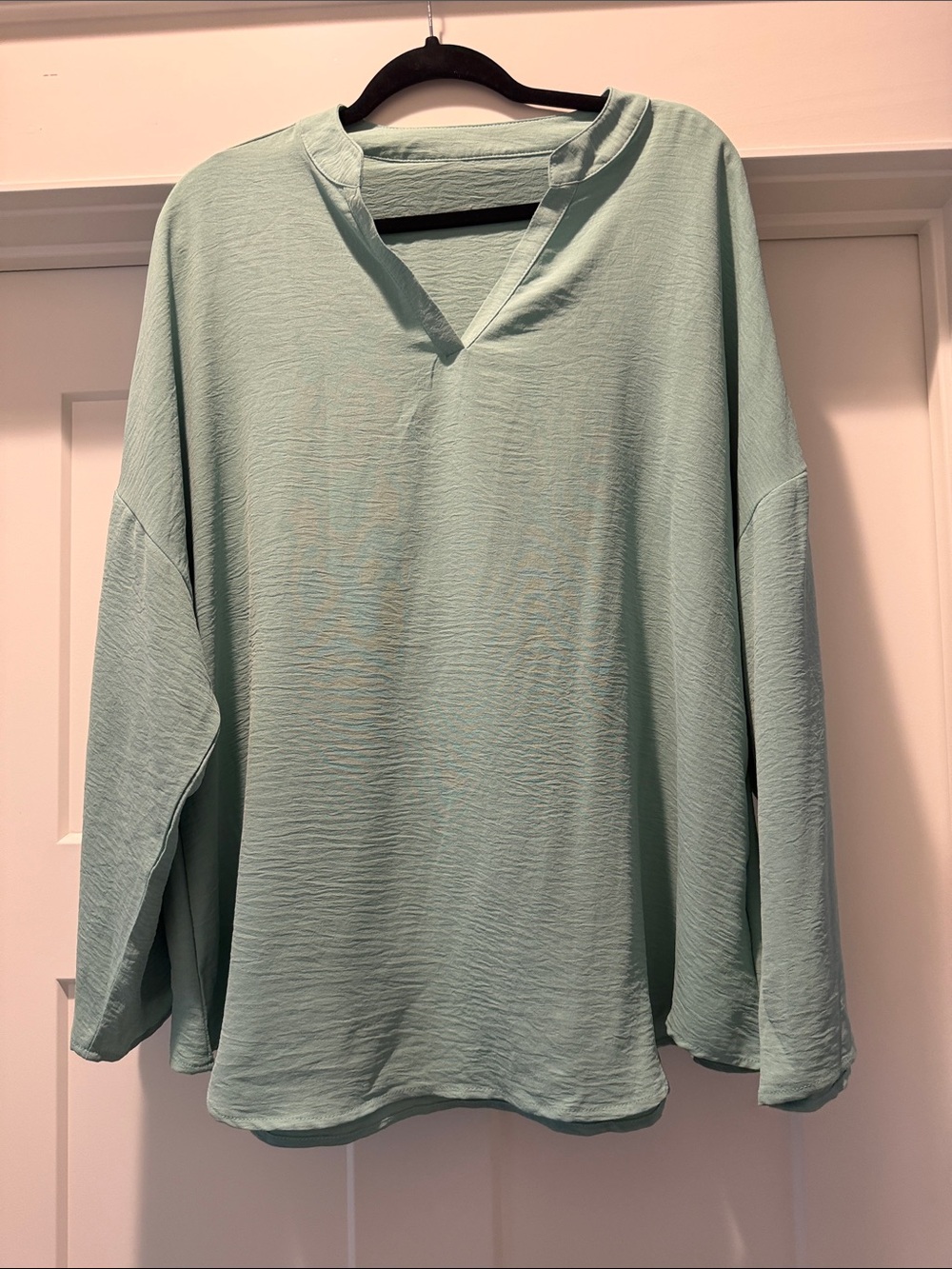 SHEIN Mint Sage V-Neck Long Sleeve Tunic